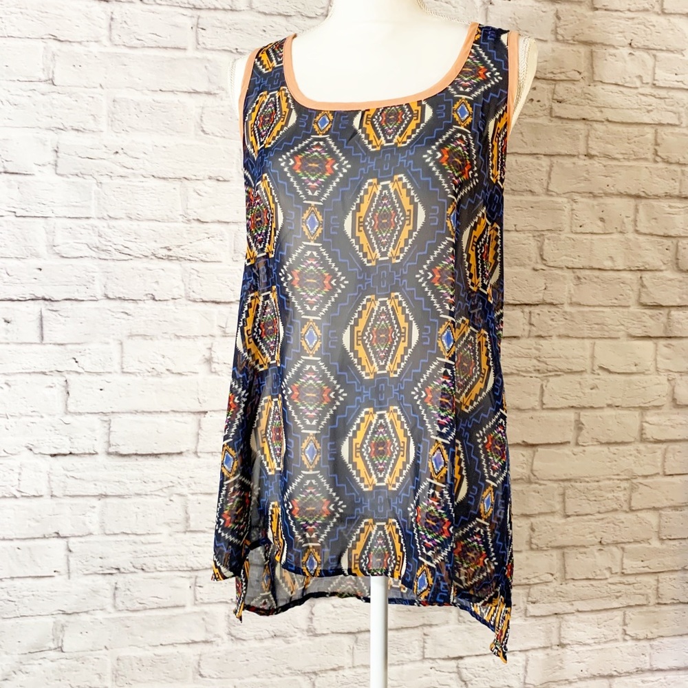 Womens BOBEAU sheer SLEEVELESS blouse